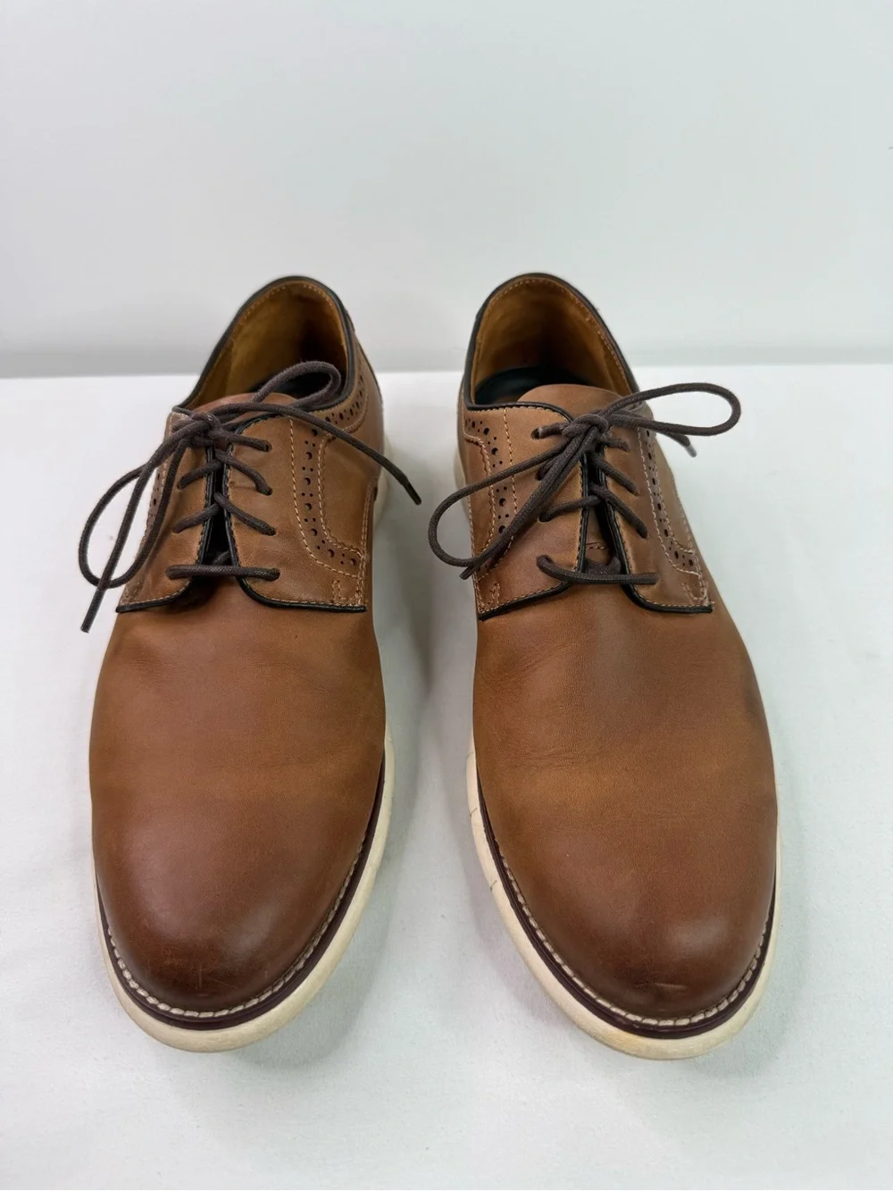 Johnston & Murphy Holden Plain Toe Oxford Shoes Tan Oiled Size 8.5